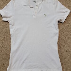 Vintage Y2K Abercrombie & Fitch White Polo Shirt/Medium